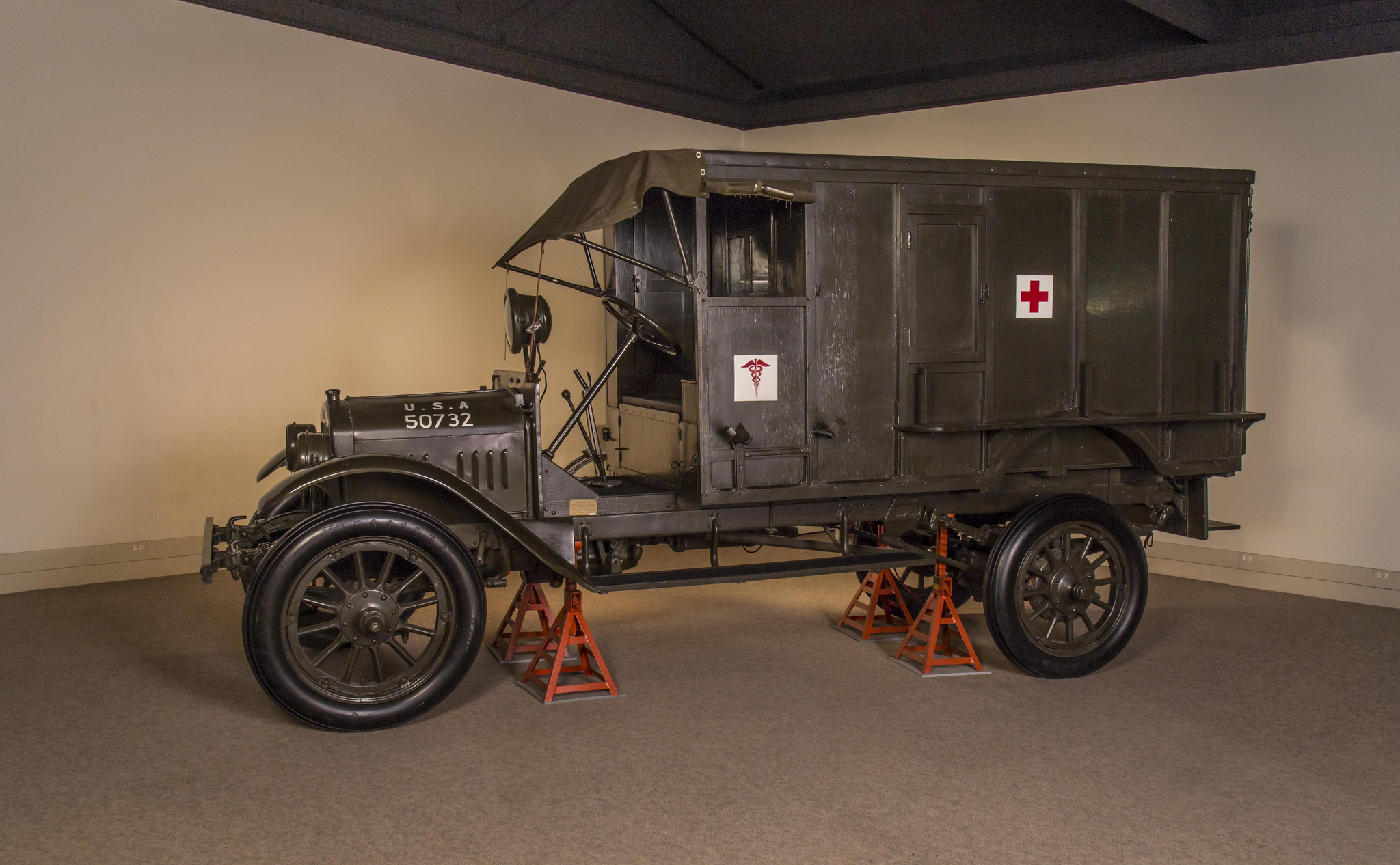 A US Army ambulance on display at the US Army Medical Museum.